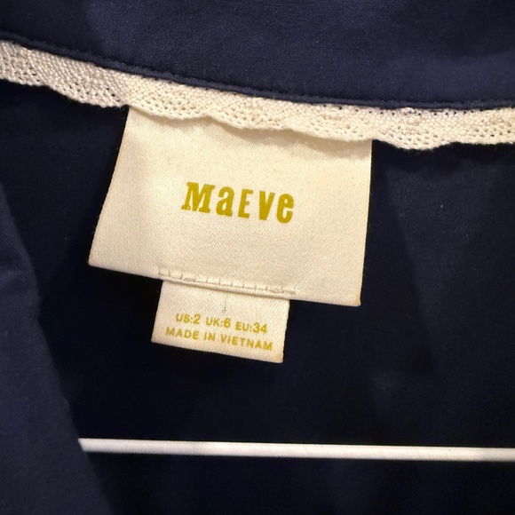 Maeve blue crop top capelet tie waist sz 2 button up and tie waist - Picture 10 of 10